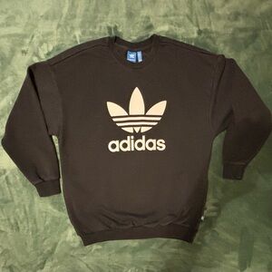 Vintage adidas sweat shirt, black, cotton. Size: L (4382)